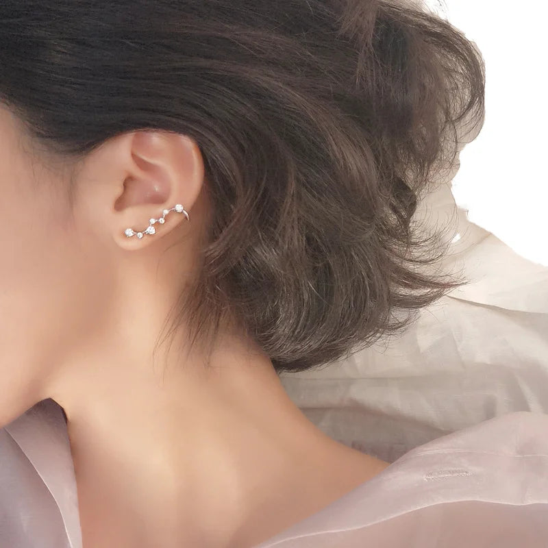 2021 Luxurious S925 Sterling Silver Wayne Star Cuff Earrings with Zircon Trendy Ear Clips for Wedding Party Gift