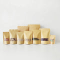 16x23cm Recyclable Kraft Paper Food Bag Zip Lock Stand up Pouch Kraft Paper Bags with Matte Window