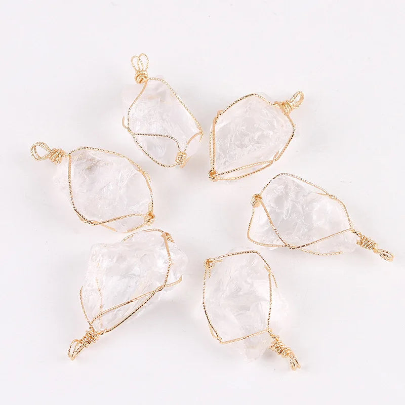 HZ Hot Sale Factory Direct Raw Gemstone Wire Wrapped Pendant Buyers Beads Crystal Crafts