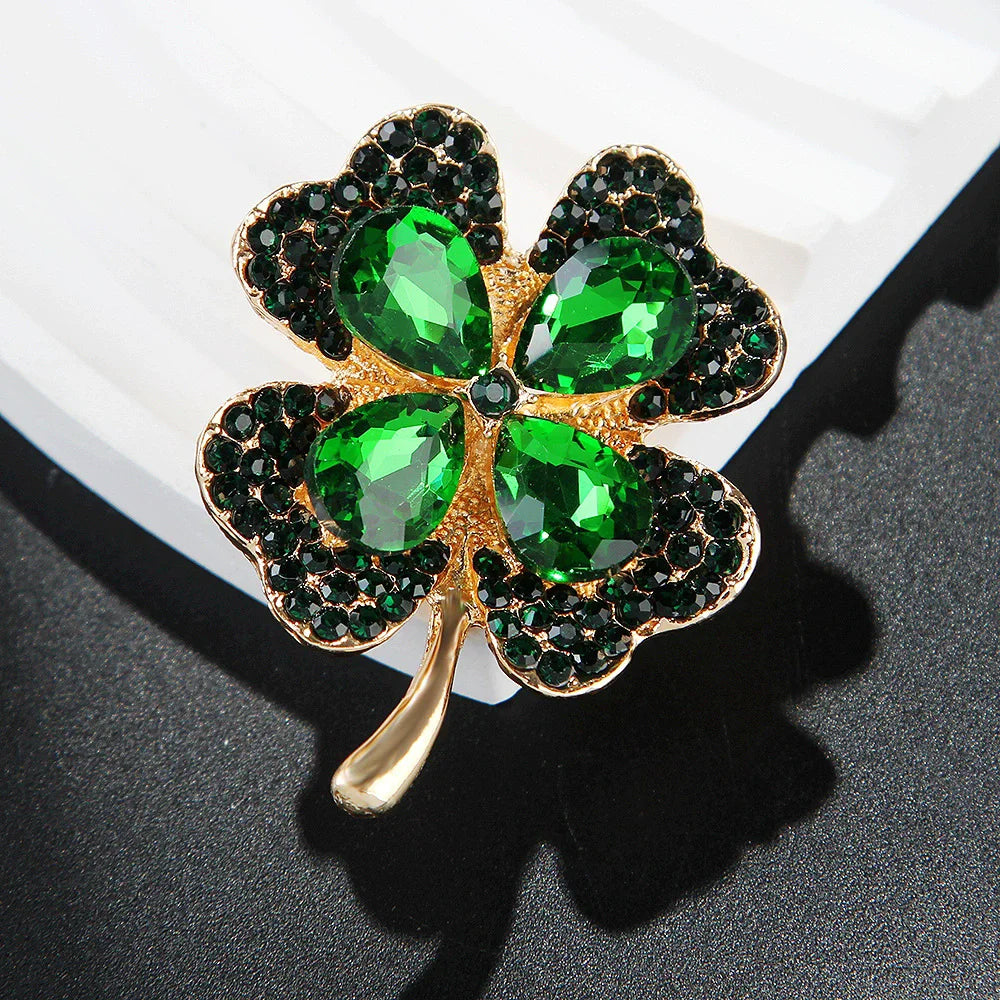 Luxury Ladies Green Flower Crystal Diamond Brooch Green Luxury Fashion Brooches for Party