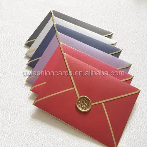 Wholesale Custom Printed Paper Envelope With Hot Stamping Foil for Party/Birthday/Wedding Event Blank Vellum Paper Envelope