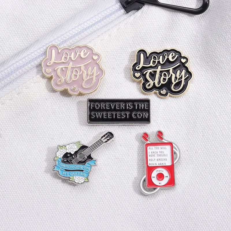 Hot Sell Cartoon Love Story Concert Souvenir Design Brooch Pin Music  Metal Guitar Musical Instruments Soft Enamel Lapel  Pins