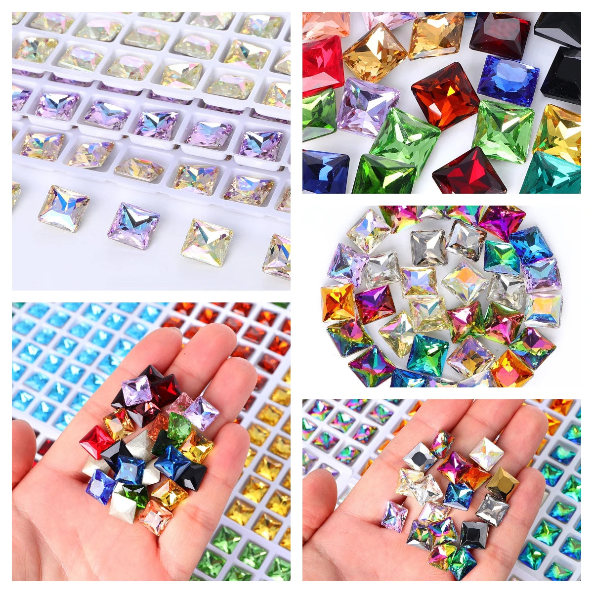 QIYI New Arrival Glamorous Accessory Grade 5A Square Right Angle Fancy Pointback Rhinestones for Decoration Wedding Dresses Shoe
