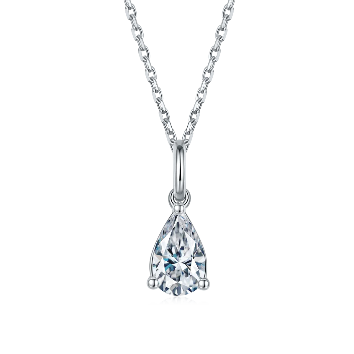 Fine 925 Silver Jewelry Elegant S925 Sterling Jewelry Moissanite Stone White Gold Plated Silver Necklace for Women O90G