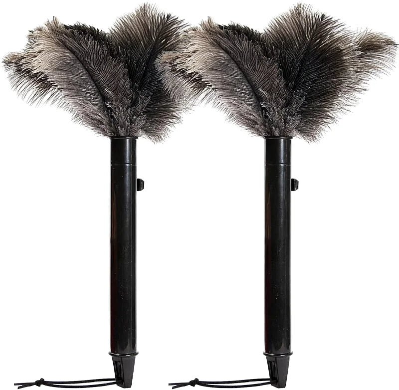 Yolan Portable Fixed Handle Ostrich Feathers Duster Soft Flexible Wood Washable Eco-Friendly Multifunctional Simple Household