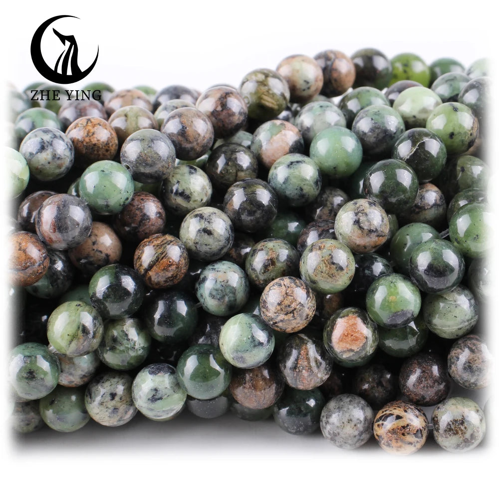 Zhe Ying 6/8/10mm Natural Jade Beads From Australia Round Bracelet Natural Stone Beads for Jewelry Making Natural Jade Beads