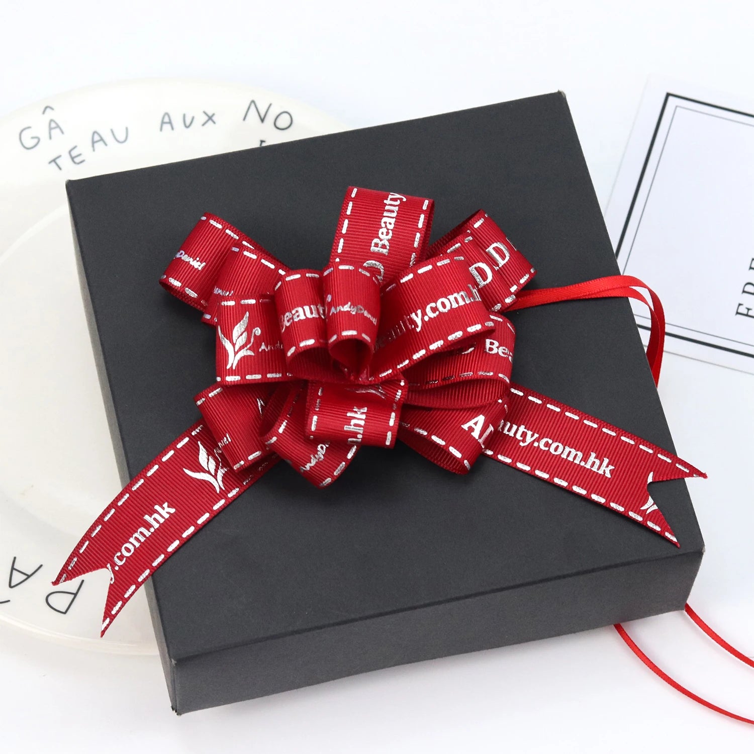 Customized 25mm Gift Wrapping Flower Printed Pull Bow Ribbon for Gift Bows