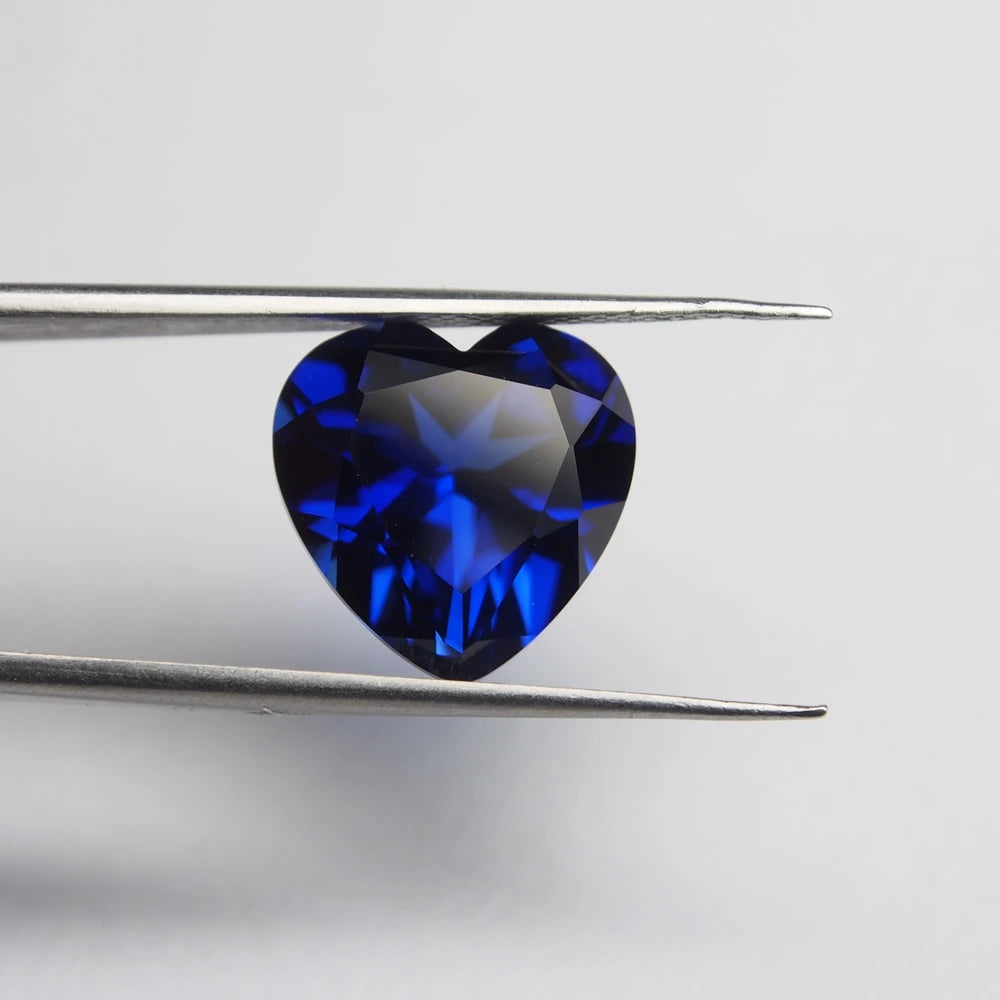 10x10mm 6 Carat Lab Created Royal Blue Sapphire Gemstone Heart  Cut Synthetic Blue Sapphire Price Per Carat