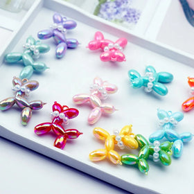 AB Color 4.5cm Resin Dog Charms Holo Laser DIY Decor Key Chain 3D Glass Rhinestones Sew-On Technique Loose Rhinestones for Key