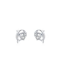 Cute Dolphin Animal Small Ear Stud 925 Sterling Silver Fashion Jewelry Sparkling Zircon Stud Earring for Women