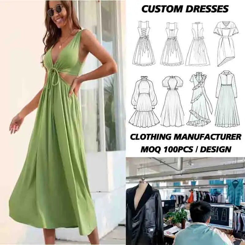 Summer Midi Beach Bandage Hollow Out Dress Sleeveless Solid Color Women's Casual Dresses