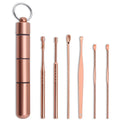 Portable 6 Pieces Stainless Steel Spiral Ear Wax Remover Earpick Cleaner Spoon Care Ear Clean Tool