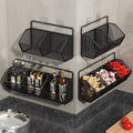 Single-Tier Modern Metal Wire Basket Holder Rack Punch-Free Hanging Iron Kitchen Organizer for Fruit Vegetable Wall Mounted