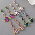 Luxury Colorful Crystal Geometric Earrings Ladies Jewelry Rhinestone Crystal Water Drop Dangle Earrings for Banquet