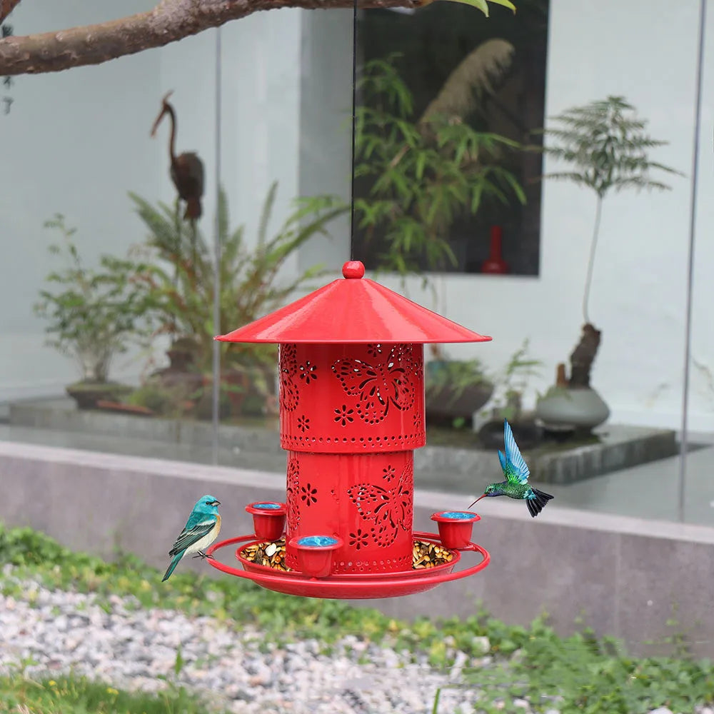 Hummingbird House Bird Feeder Metal Bird Feeder Garden Bird Feeder Outdoor