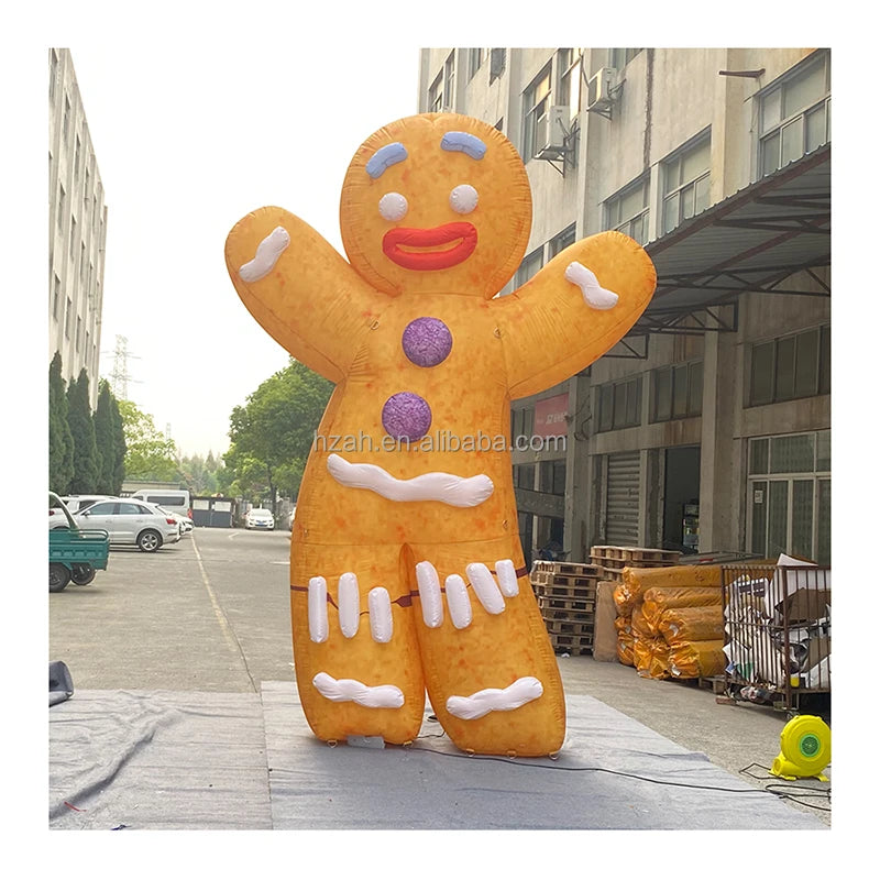 Inflatable Christmas Gingerbread Man Balloon 4.5m Oxford Cloth with LED Lights for Decoration