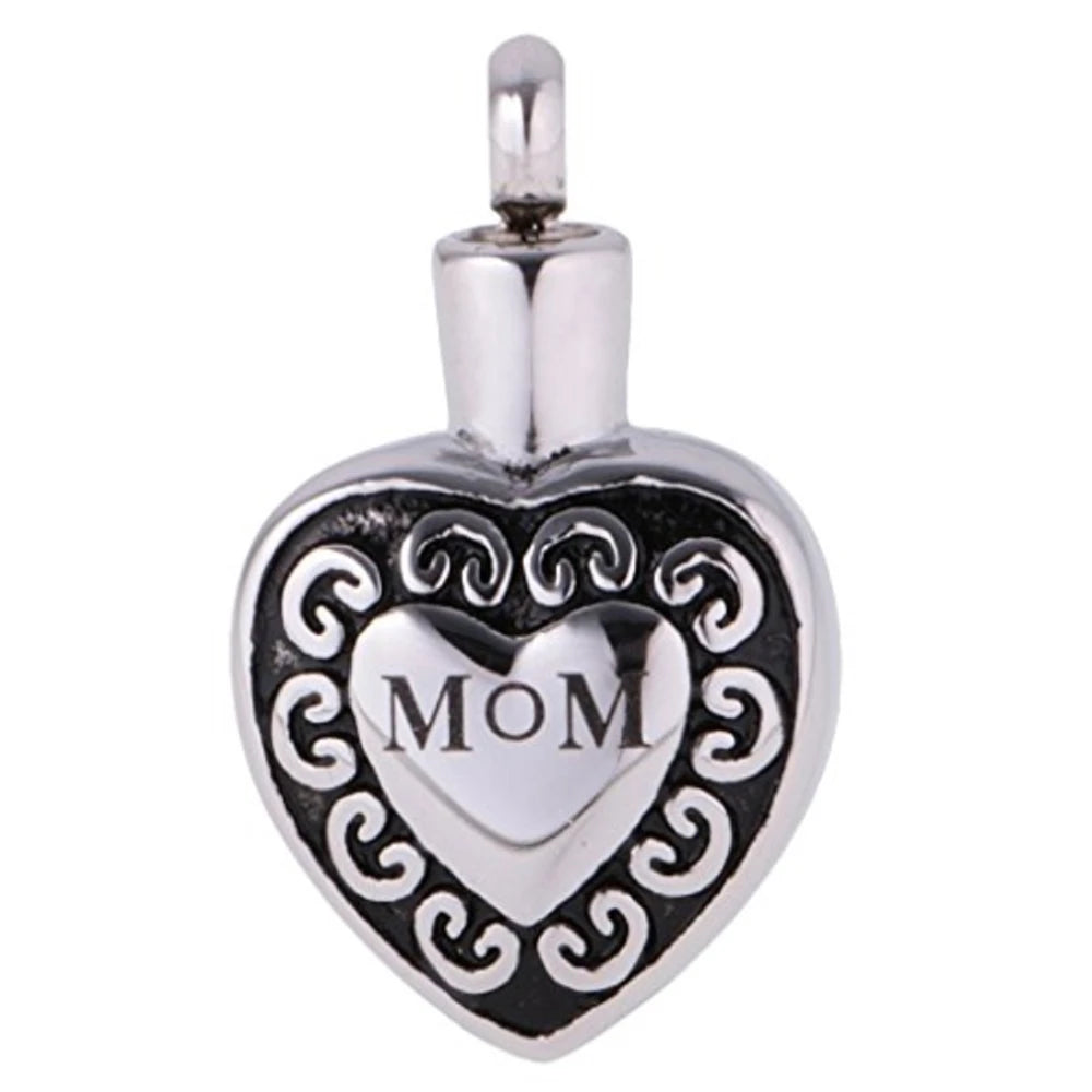 Religious Heart Urn Memorial Pendant Ashes Holder Stainless Steel Heart Mom Dad Keepsake Urn Necklace Cremation Holder Locket