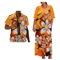 Hawaiian Floral Micronesian Dress Matching Men Shirt Micronesia Mumu Muumuu Custom Made Polynesian Tribal Print Couple Clothes