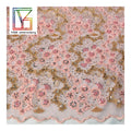 Pink 3D Three-dimensional Satin Flower Tulle With Beads Mesh Sequins Lace Fabric for Dress