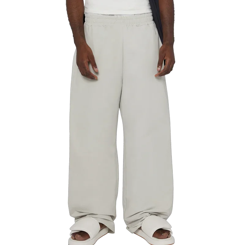YQ Custom Men's Pants Trousers Streetwear Loose Breathable Sweat Stacks Pant Cotton Wide Leg Fit Pant