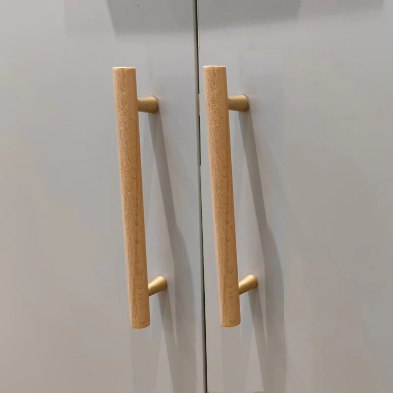 Nordic Style Solid Wood Combination Handles and Knobs Furniture Door Drawer Kitchen Cabinet Wooden Furniture Handles