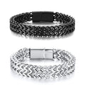 Men's Style Classic Double Layer Stainless Steel Magnet Bracelet Fashion Trend for Jewelry Accessories and Parties