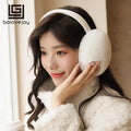 GOLOVEJOY Wholesale Luxury Girl's Real Rex Rabbit Fur Ear Muffle Women's Winter Warm Earmuffs Fashion Soft Earflap Ear Cover