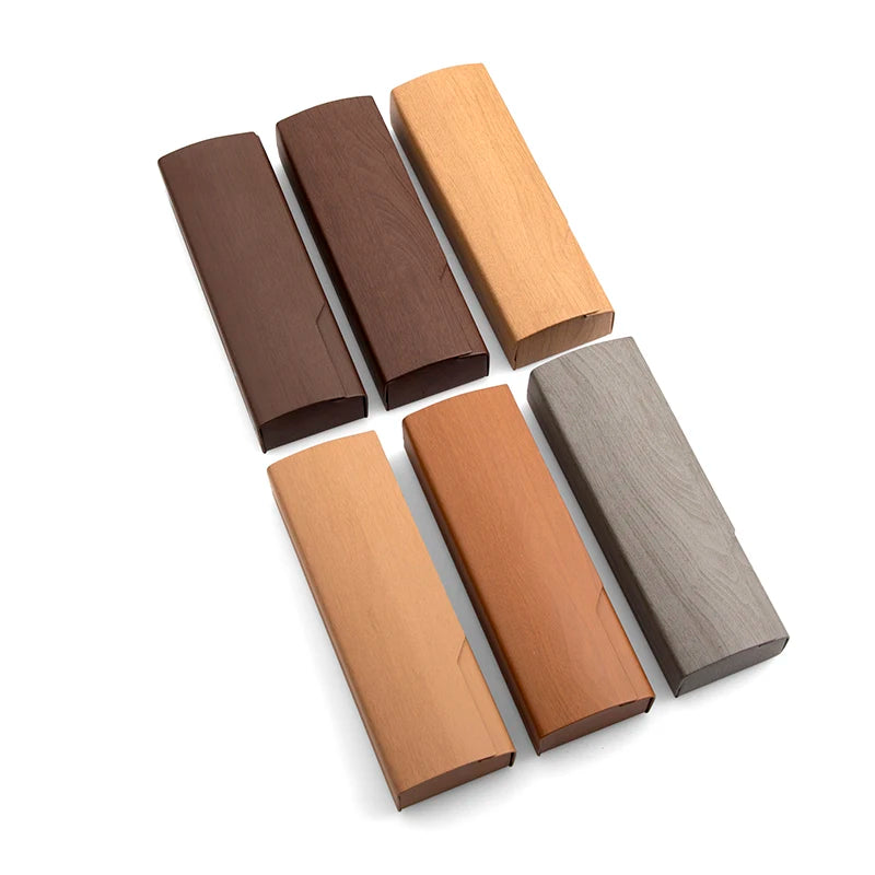 Hot Selling Personalized Wood Grain Surface PU Leather Handmade Reading Glasses Case Portable Eyewear Box