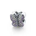 925 Sterling Silver  butterfly Beads with Colorful Stone Animal Charms for Bracelet Making