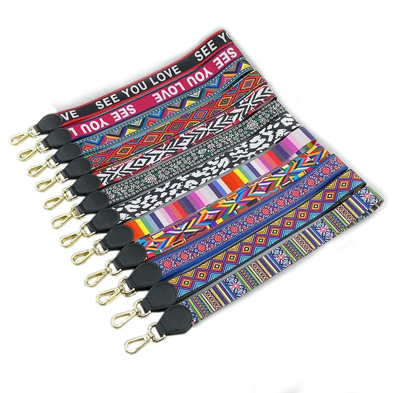 MeeTee B-S196 New Bag Accessories Ethnic Style Color Diagonal Wide Ribbon Shoulder Strap