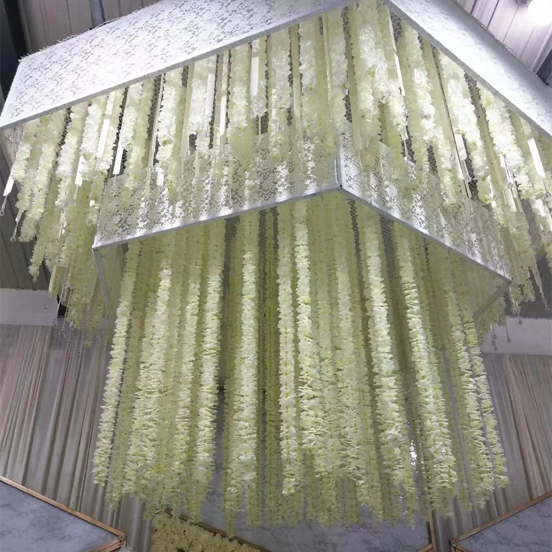 YOPIN-146 Wholesale White Silk Wisteria Artificial Hanging Vine for Ceiling Decoration