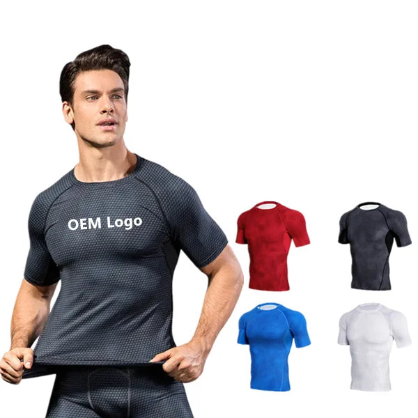 Custom Logo Breathable Printed Logo Men's Short Sleeve T-shirts Muscle Men Dry Fit Gym Close-fitting Sport Tee Shirt Wholesale