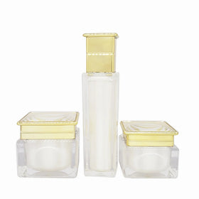 30g 50g White Square Plastic Empty Jars Ready to Ship 30ml 50ml 100ml Square Lotion Bottle Jar Set for Cosmetics in Stock