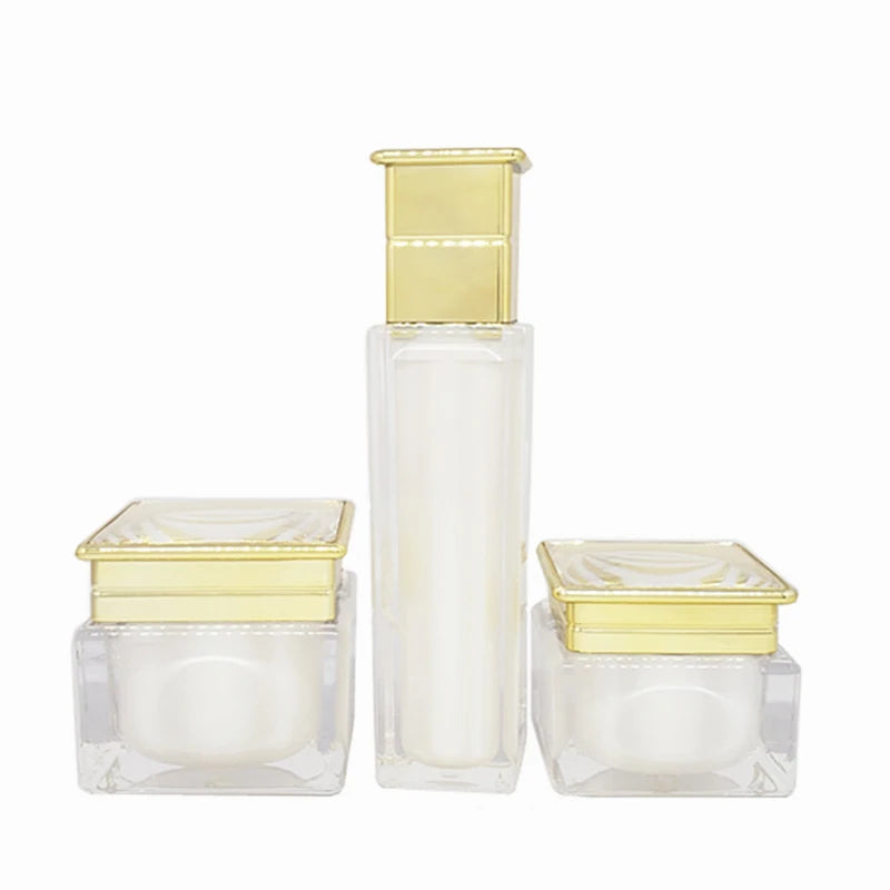 30g 50g White Square Plastic Empty Jars Ready to Ship 30ml 50ml 100ml Square Lotion Bottle Jar Set for Cosmetics in Stock