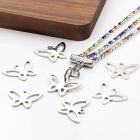 Delicate Butterfly Pendant for Women Girls Hip Hop Style Classic Waterproof Stainless Steel Charms for DIY Jewelry and Necklace