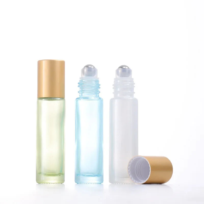 OEM 5ml 10ml Cosmetic Packaging Rose Gold Roll on Bottle Essential Oil Pink Glass Roller Perfume Bottle