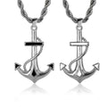 Hypoallergenic Jewelry Anchor Necklace for Men PVD Gold Non Tarnish Stainless Steel Hiphops Enamel Black White Anchor Pendant