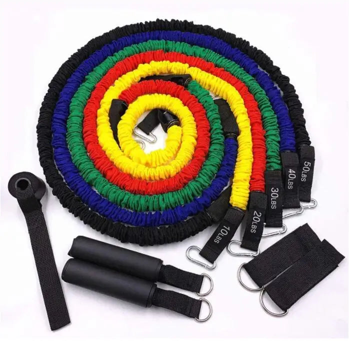 11pc Anti-Breaking Latex TPE Exercise Bands Set Portable Workout Bands with Loop Type Safe for Yoga Practice Packaged in Bags