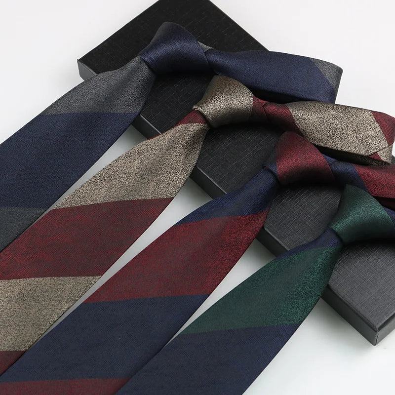 Top Quality Hot Sale Pocket square Navy Striped Necktie Set Stock Handkerchief Red Ties With Stripes