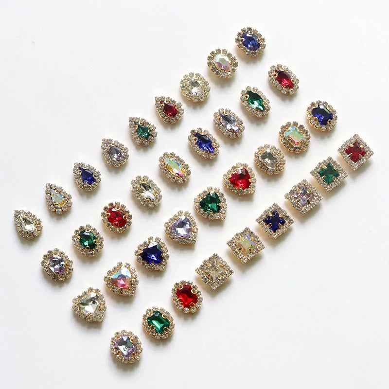 10Pcs Crystal Rhinestone AB Nail Art Chain Trimming Bridal Sash Rhinestone Trim Applique Wedding Belt Garment Accessories