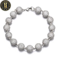 Wholesale Hip Hop Jewelry 10mm White Gold Brass 5A Cubic Zirconia Iced Out Bead Link Chain Bracelet for Men