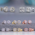 CAOSHI Classic Square Round Cut 3A Zircon Stone Earrings Silver Gold Rose Gold Plated Cubic Zirconia Stud Earrings for Women Men MegaBDM