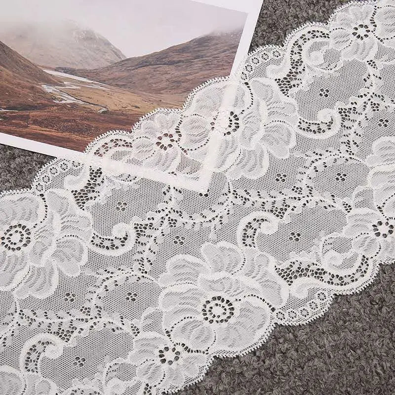 Custom Logo Chinlon Nylon Lace Embroidery Garment Accessories White Guipure Lace Fabric for Underwear Clothing