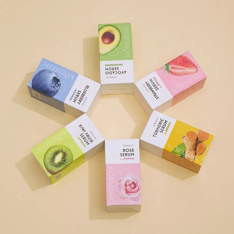 KORMESIC 30ml Five Styles Multiple Serums Liquid Avocado Strawberry Fruit Vitamin C Serum Vegan Organic Facial Serum