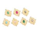 5Pcs Retro Stainless Steel Oval Sun Embed Gemstone Charms Pendants for Jewelry Findings Necklace DIY Bracelet Supplies Bulk