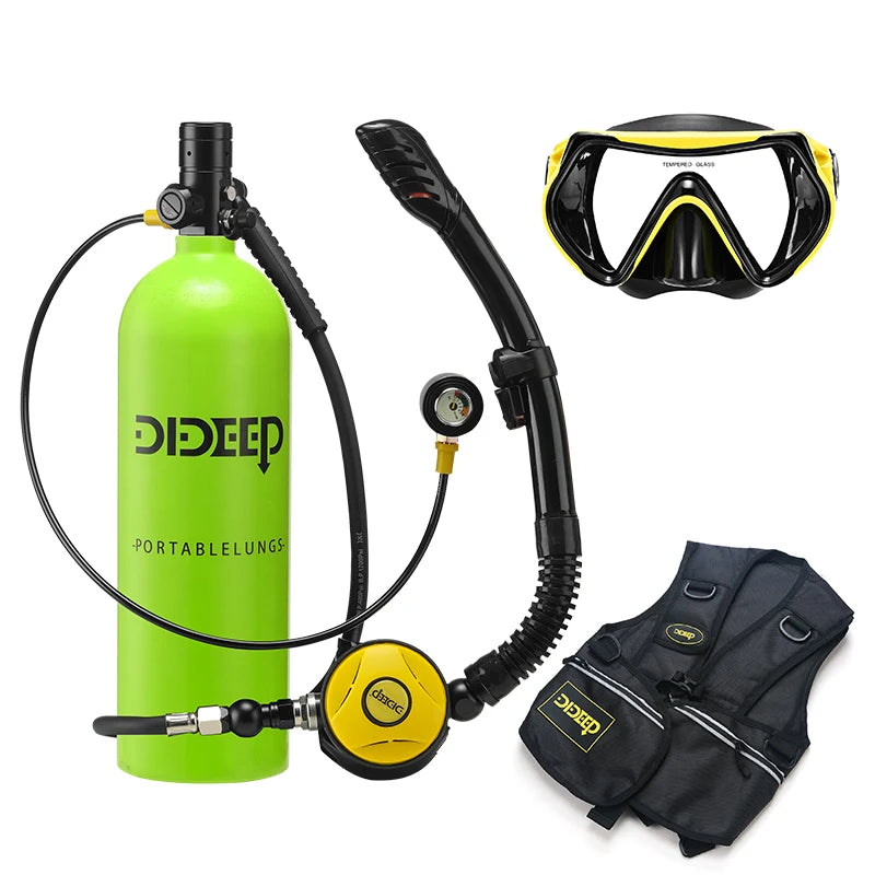 Certified Mini 2LX5000PLUS Scuba Diving Air Tank with High Pressure Goggles and Double Straps Equipment for Boat Dive