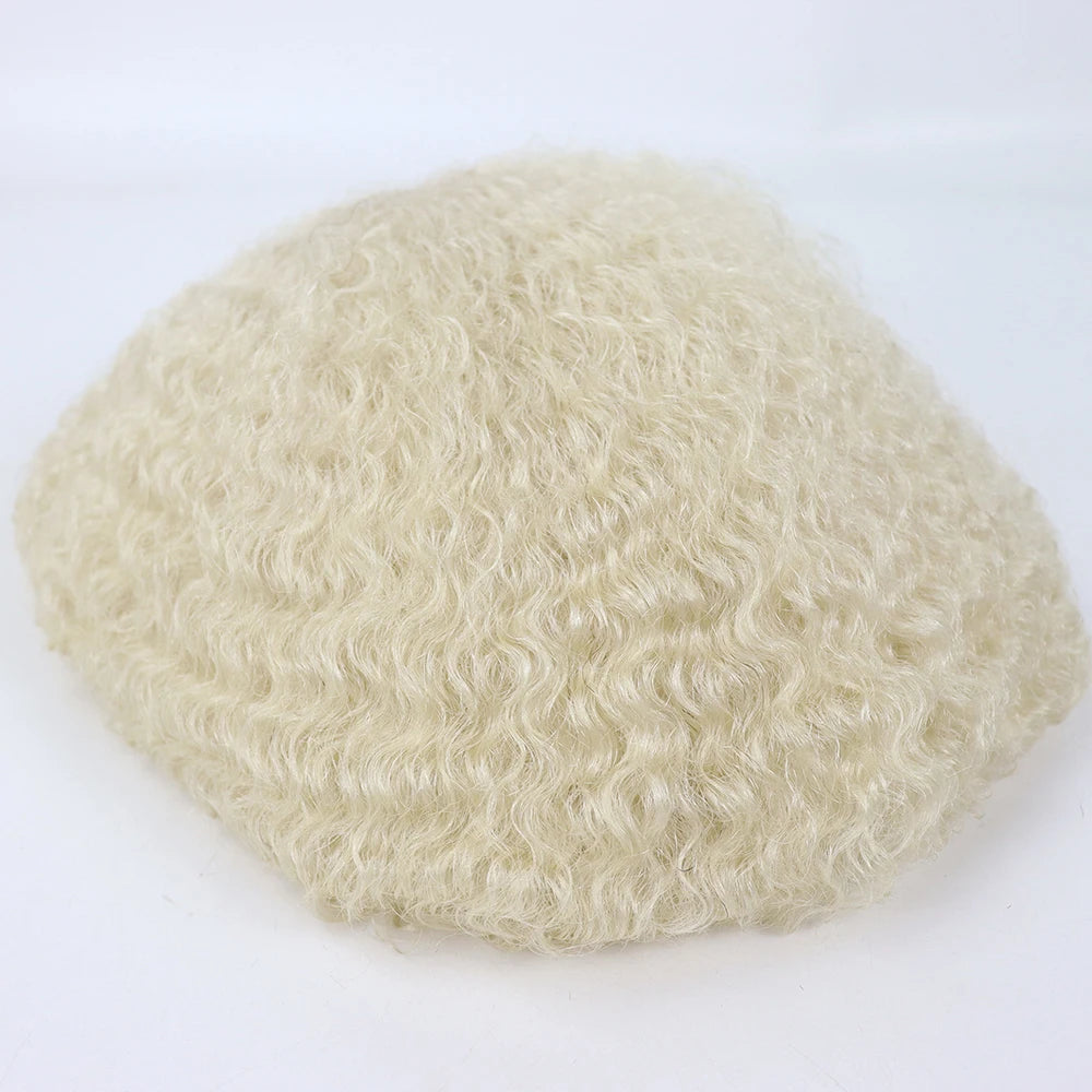 60 Color Afro Wave Full Lace Toupee for Basketbass Players and Fans Remy Human Hair Replacement Afro Wave Hair Men Wig