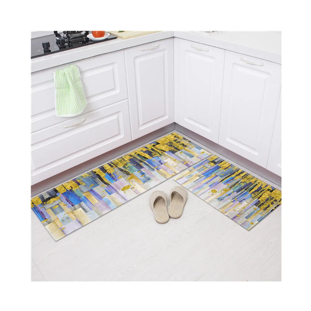 Abstract Geometry Anti-slip Kitchen Runner Rug Set Absorbent Kitchen Floor Mats Printed Non-slip Carpet