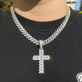 HipHop Style Iced Out Gold and Silver Plated 925 DEF VVS Lab Grown Diamond Cross Pendant GRC Certified for Party or Gift