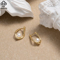 RINNTIN GPE68 2023 Beautiful Bachelorette Huggie Earrings Sterling Silver 14k Gold Plated Freshwater Pearl Earrings